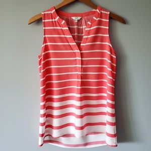 2/20 Crown & Ivy Pink Striped Tank Top Size S D10